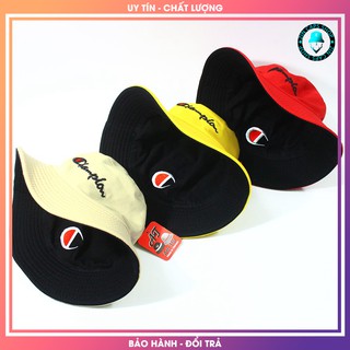 Mũ Bucket Nón Tai Bèo 2 mặt Champion vải kaki Đỏ Vàng Be Đen