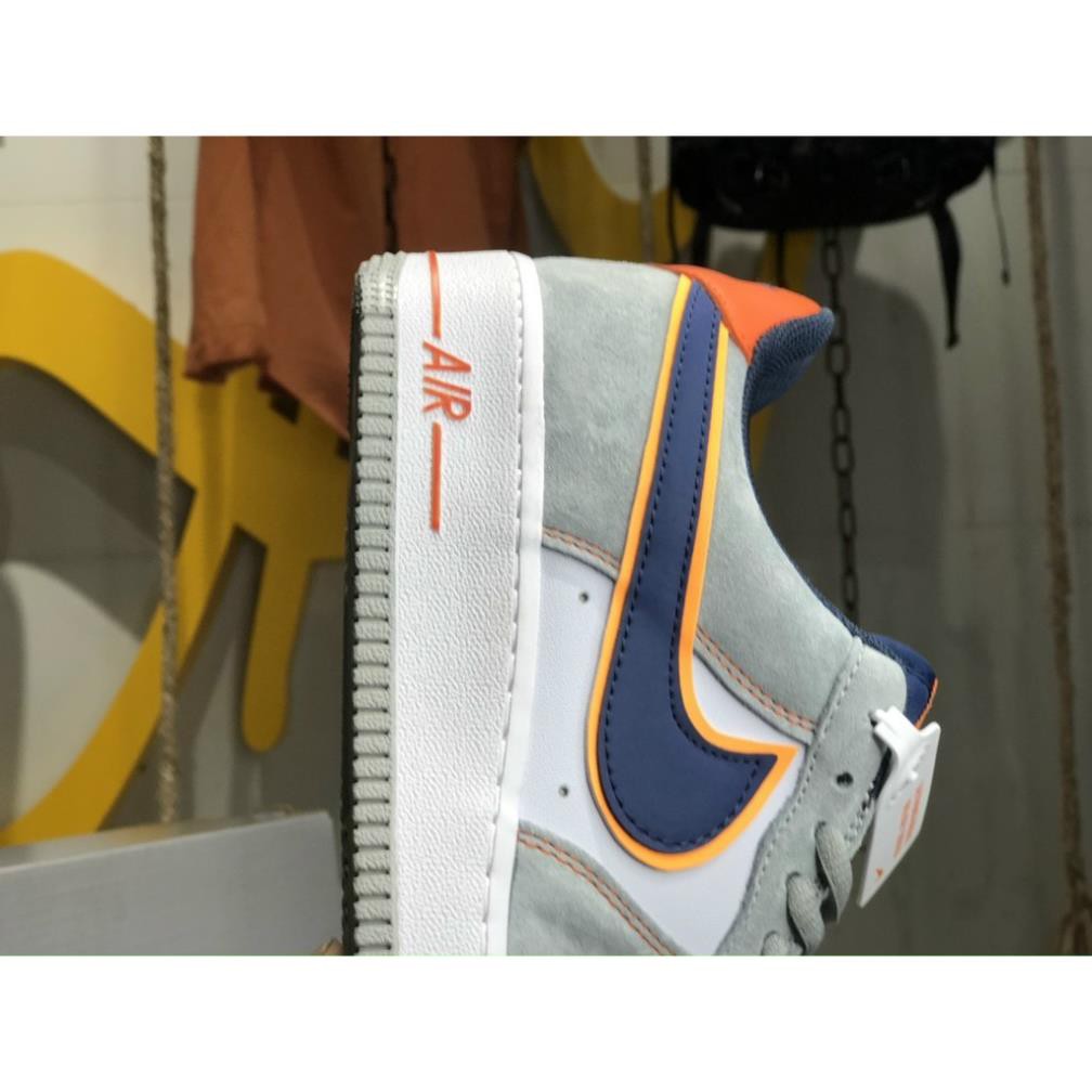 Giày thể thao AF1 xám gót cam, móc xanh bản cao cấp.