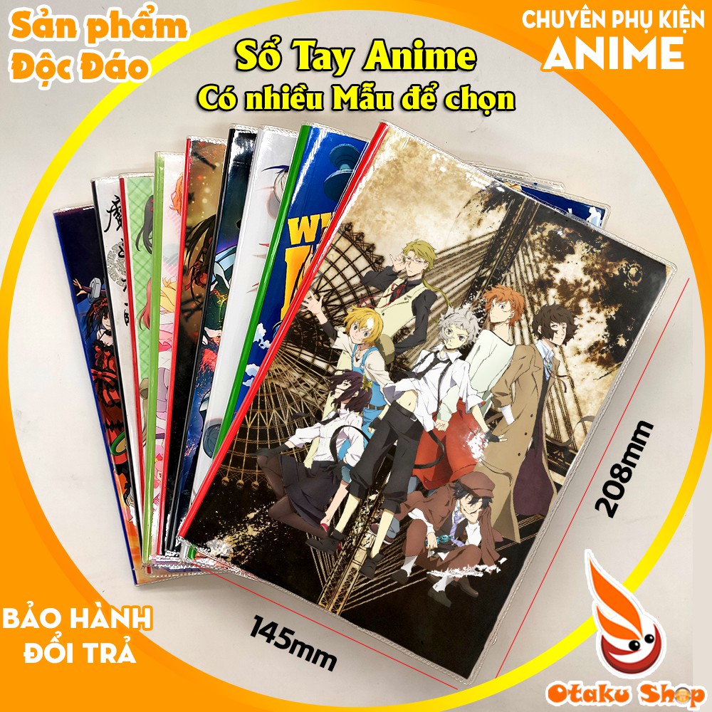 Sổ tay Anime Bungo stray dog + Thám tử lừng danh conan khổ A5 bìa in hình hoạt hình xinh xắn giấy dày kẻ sọc 120 trang