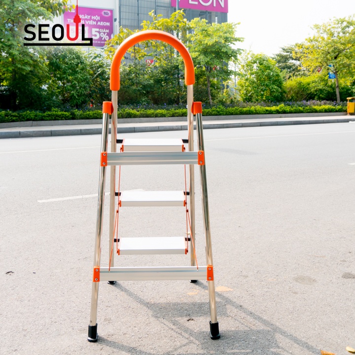 Thang nhôm ghế 3 bậc DAMITA cao cấp inox 304 bảo hành 24 tháng