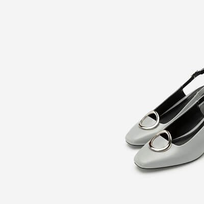 [Chất Lượng] Vascara Giày Slingback Gót Trụ Vuông Trang Trí Khóa Bạc - 0397 - Màu Xám Nhạt Mới Về