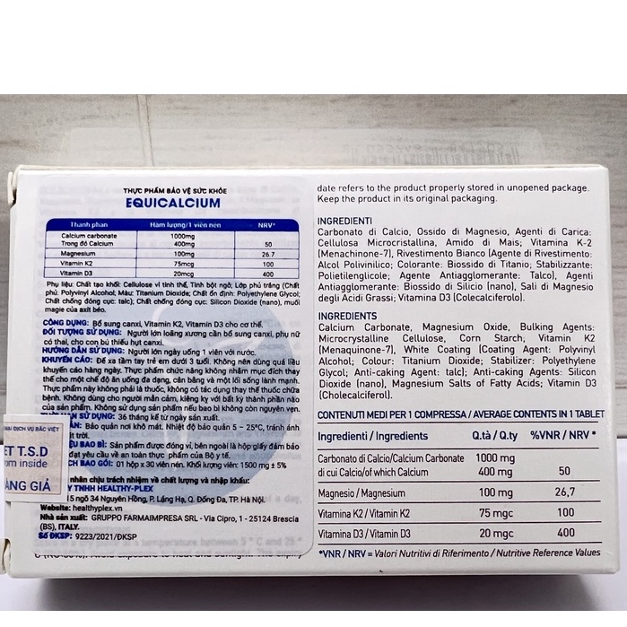 Equicalcium bổ sung calcium vitamin d3 vitamin k2 cho phụ nữ có thai cho con bú.suckhoechomoinha