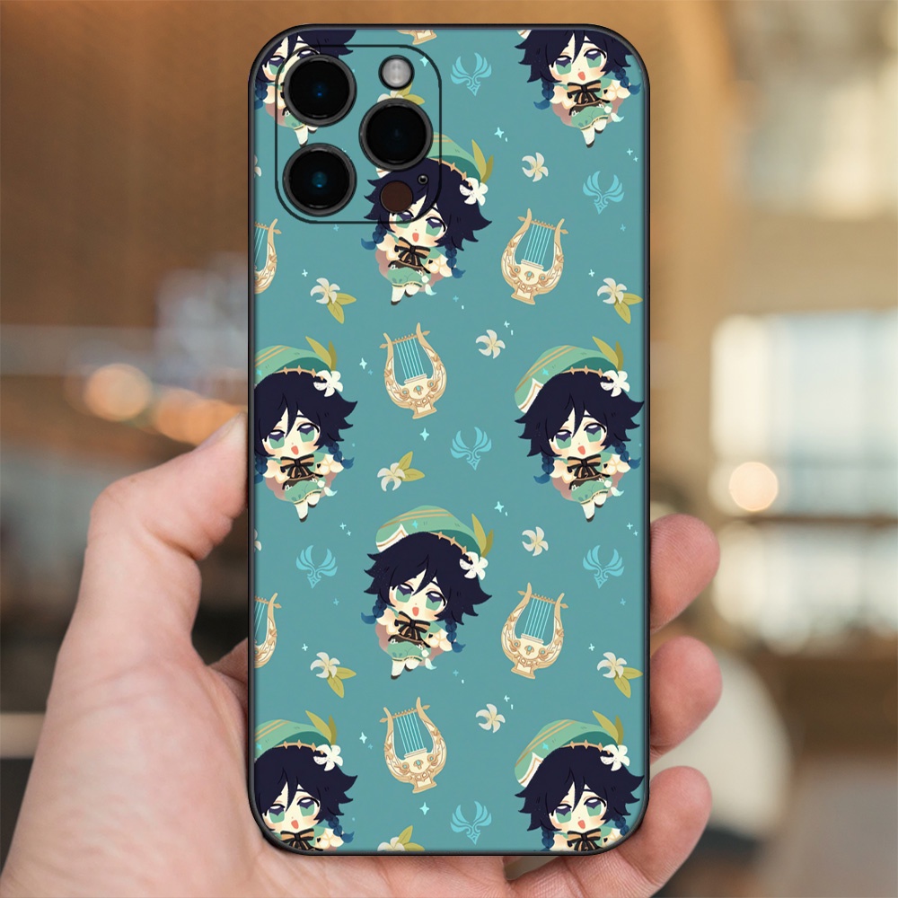 Ốp lưng iPhone 12 Pro Max dẻo đen cạnh vuông in hình Venti Genshin Impact