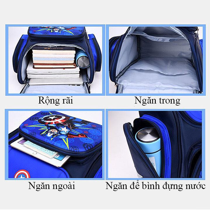 TẶNG BỘ DỤNG CỤ HỌC TẬP Balo Chống Gù Dáng Hộp, Balo Cho Học Sinh Tiểu Học Có Phát Quang Bảo Vệ Cao Cấp
