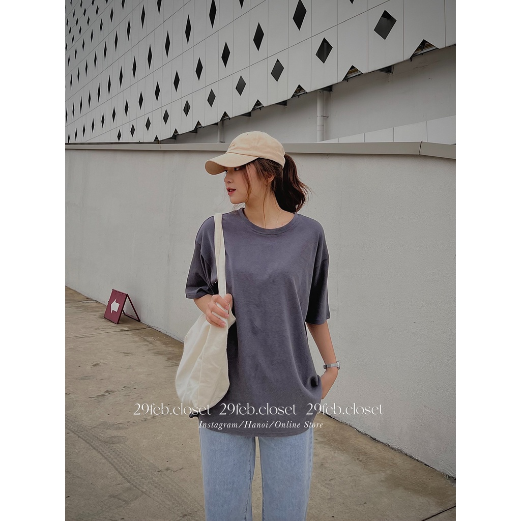 [Ảnh thật/Video] Áo phông trơn nhiều màu oversize tag 3158, mặc đôi nam nữ - 29feb.closet - A25