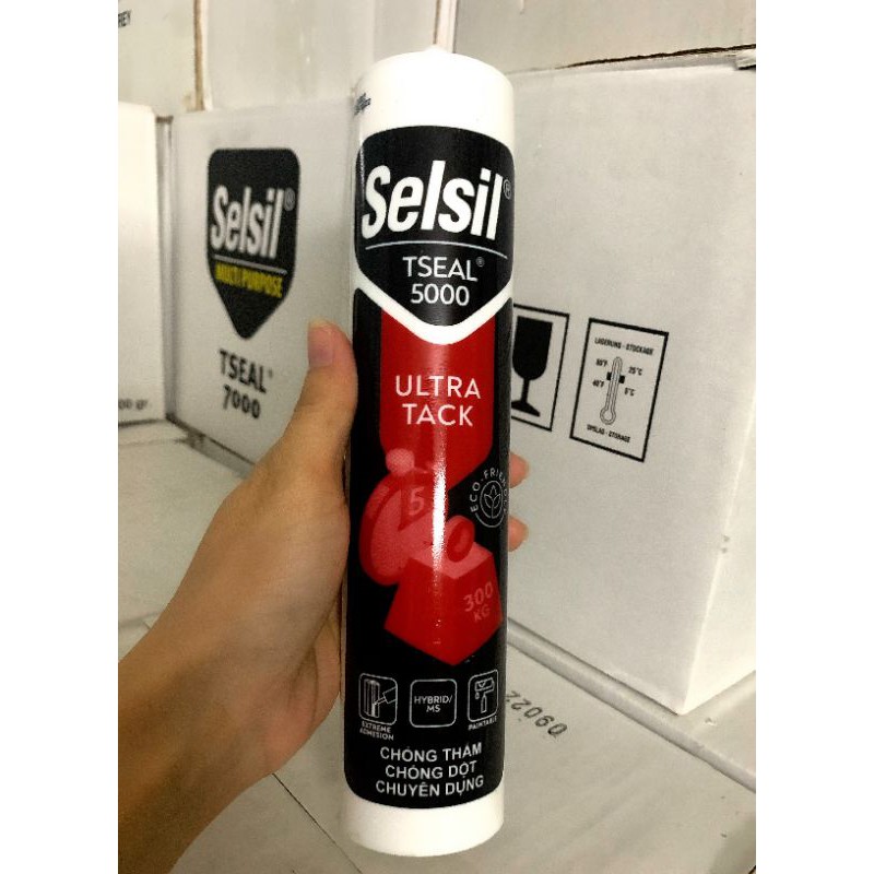 Keo chống dột và chống thấm bám dính có giãn cao. Trám thiết bị vệ sinh, kính, gương, kim loại Selsil TSEAL 5000