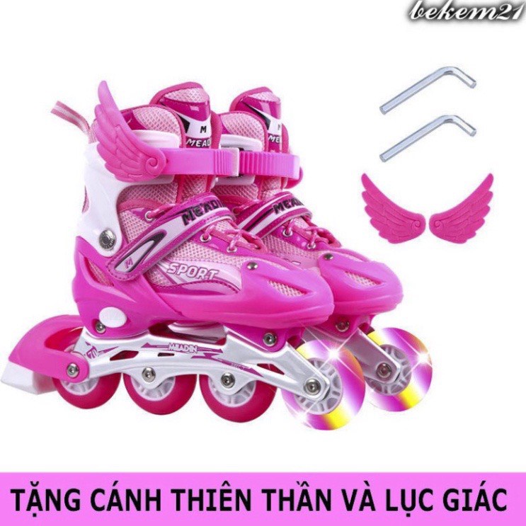 [HÀNG SẴN CÓ] Giày Patin trẻ em điều chỉnh size, batin sport, giày trượt bé trai bé gái(Tặng 2 Thanh Cờ Lê Tháo Lốp)