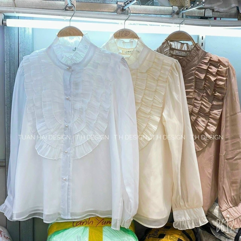 sơmi tiểu thư bánh bèo lụa tơ( hàng sẵn )