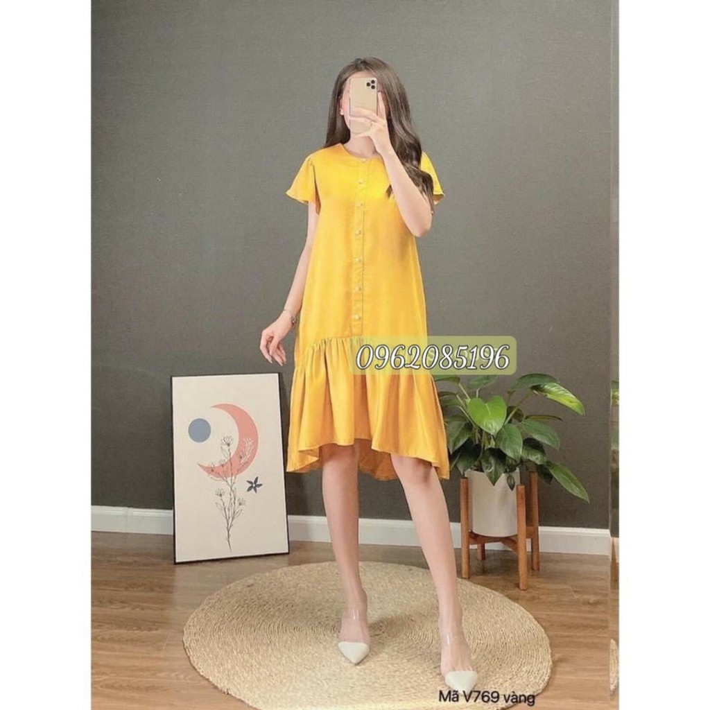Váy bầu công sở chất đũi lụa siêu sang thiêt kế đuôi cá nữ tính V269