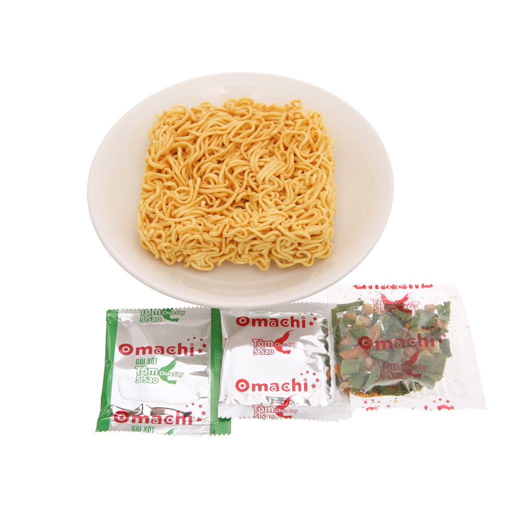 Mì Khoai Tây Omachi Tôm Chua Cay 5 Sao Thùng 30 Gói x 78g