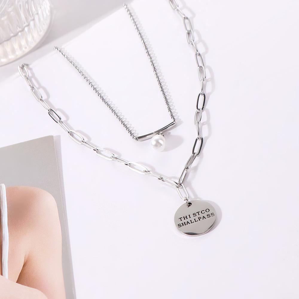 Qqmall Vòng Cổ Choker Hai Lớp Mặt Đồng Xu Và Chữ Phong Cách Cổ Điển
