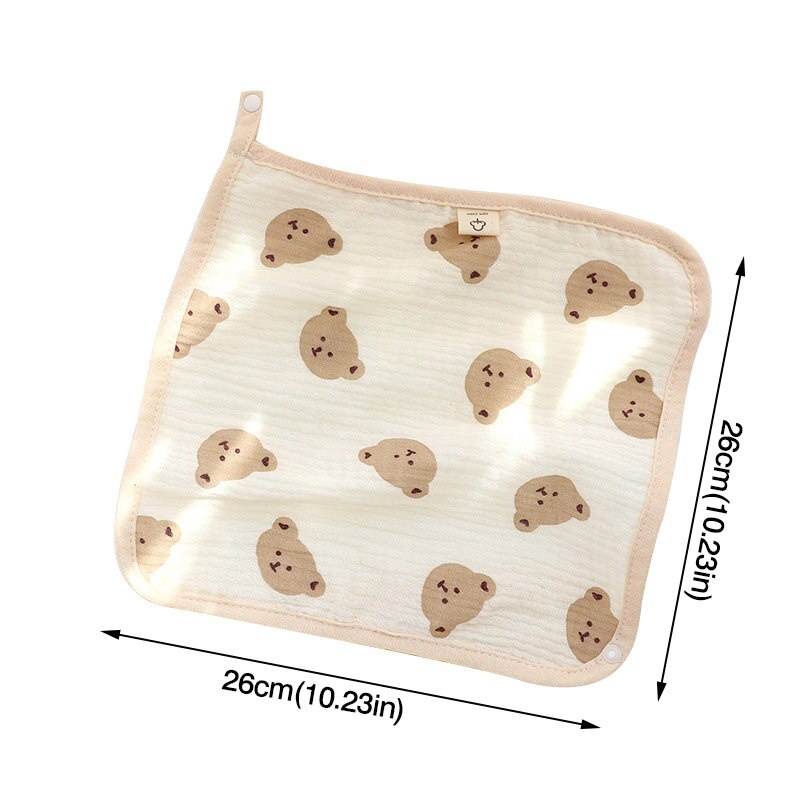 Yếm Ăn Cotton Hai Lớp In Họa Tiết Gấu / Hổ Hoạt Hình Dễ Thương Cho Bé Trai Và Gái