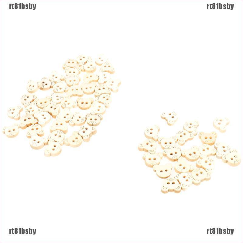 Set 20 Nút Gỗ 2 Lỗ Hình Gấu Teddy rt81bsby Dành Cho May Vá