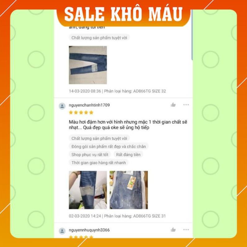 Quần Jean Nam Chất Bò Hàng VNXK AD866 In Chữ Xanh Rách Phong Cách 2020 (44-70KG) | BigBuy360 - bigbuy360.vn