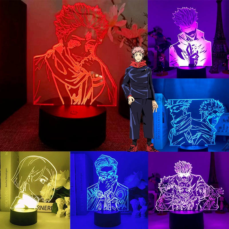 Đèn ngủ bóng LED 16/7 màu hình nhân vật phim Jujutsu Kaisen 3D bằng acrylic
