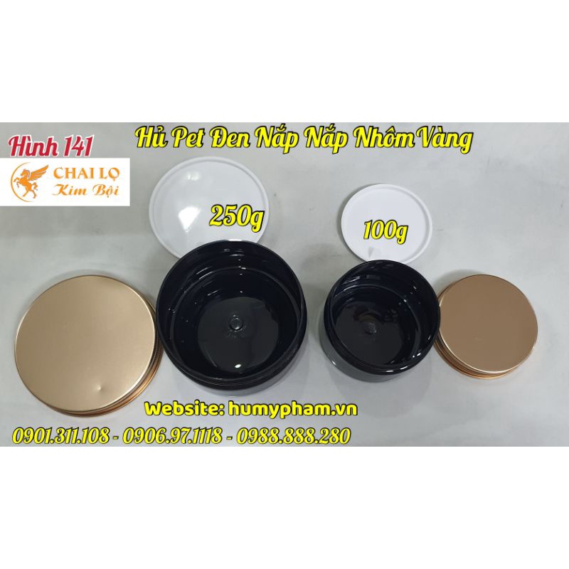 HỦ ĐỰNG KEM BODY - HỦ PET ĐEN 100g & 250g