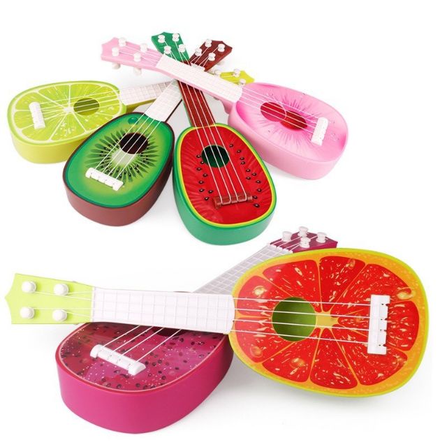 Giá rẻ- Đồ chơi đàn guitar mini cho bé, đồ chơi âm nhạc, đàn guitar hình trái cây nhiều màu sắc