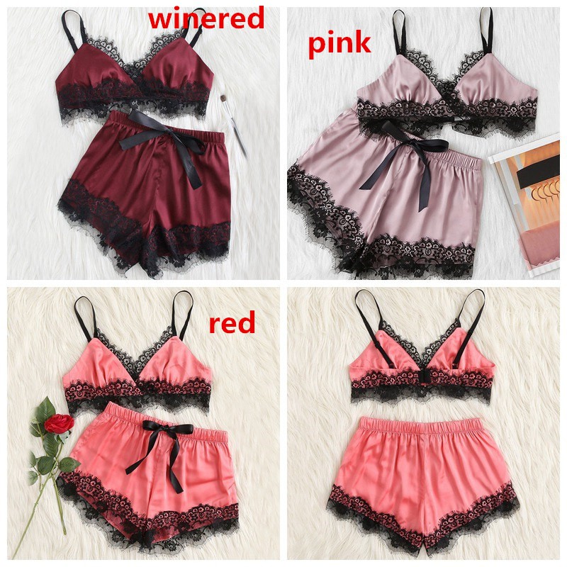 Set đồ ngủ ngắn phối ren thời trang sexy cho nữ | BigBuy360 - bigbuy360.vn