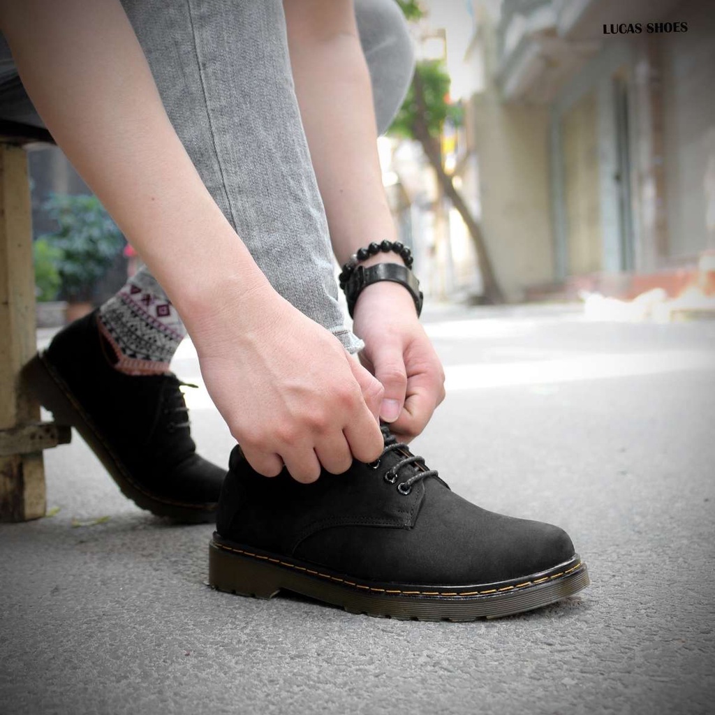 Giày nam Da bò Nubuck Dr.1461 Nubuck Đen