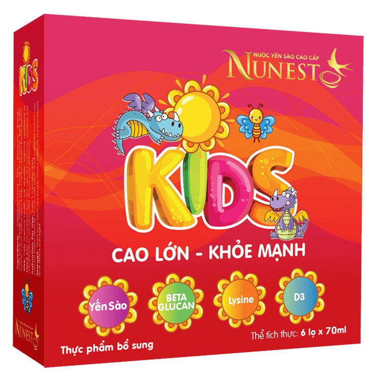 Nước Yến Nunest Kid Hương Vani/Dâu/Chuối/Cam (Lốc 6 lọ x 70ml)