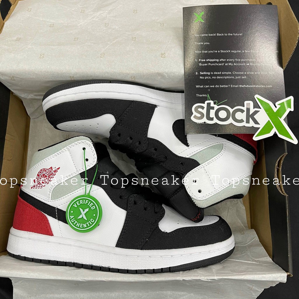 Giày Sneaker Jordan 1 Trắng Gót Đỏ