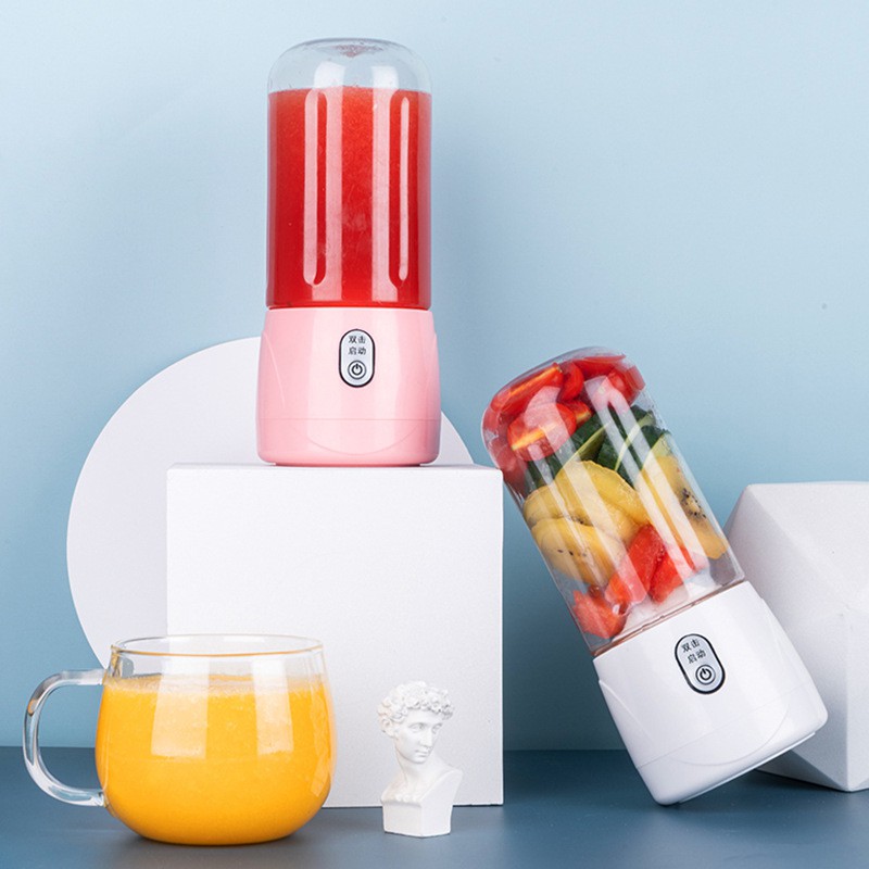 4 Lưỡi Dao Cốc Xay Sinh Tố Cầm Tay Mini Di Động Không Cần Cắm Điện Sạc Tích Điện USB Tiện Lợi