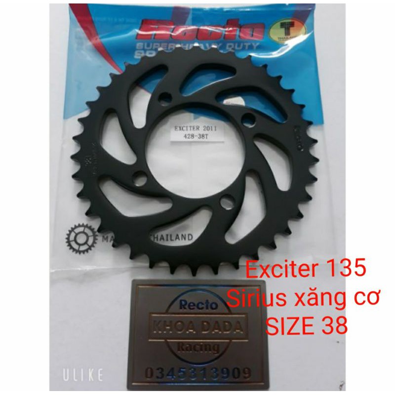 Dĩa Exciter 135,Sirius xăng cơ Recto, size 28,30,32,33,34,35,36,37,38,39,40,41,42,43,44,45, dĩa thái lan