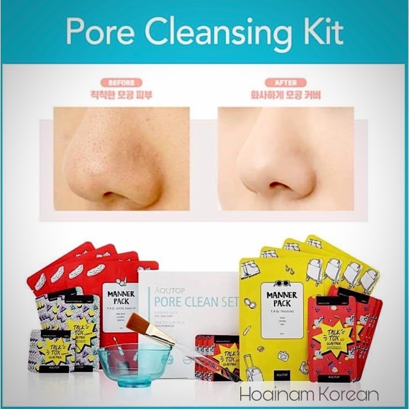 Bộ mặt nạ Aqutop Pore Ckean Set set làm sạch sâu, dưỡng trắng, trị mụn đầu đen, se khít lỗ chân lông