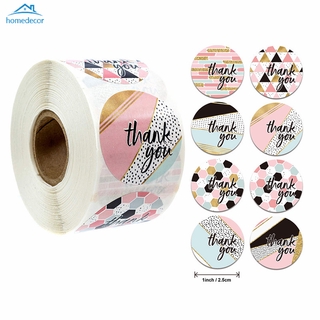 Cuộn Nhãn Dán Trang Trí Hình Tròn In Chữ Thank You 25mm DIY