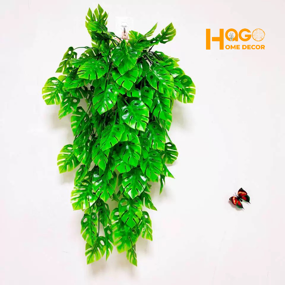 Lá giả, Chùm lá Rùa Xanh Dài 76cm Trang Trí Ban Cồn, Treo Tường, Trang Trí Nội Thất Xanh Mát