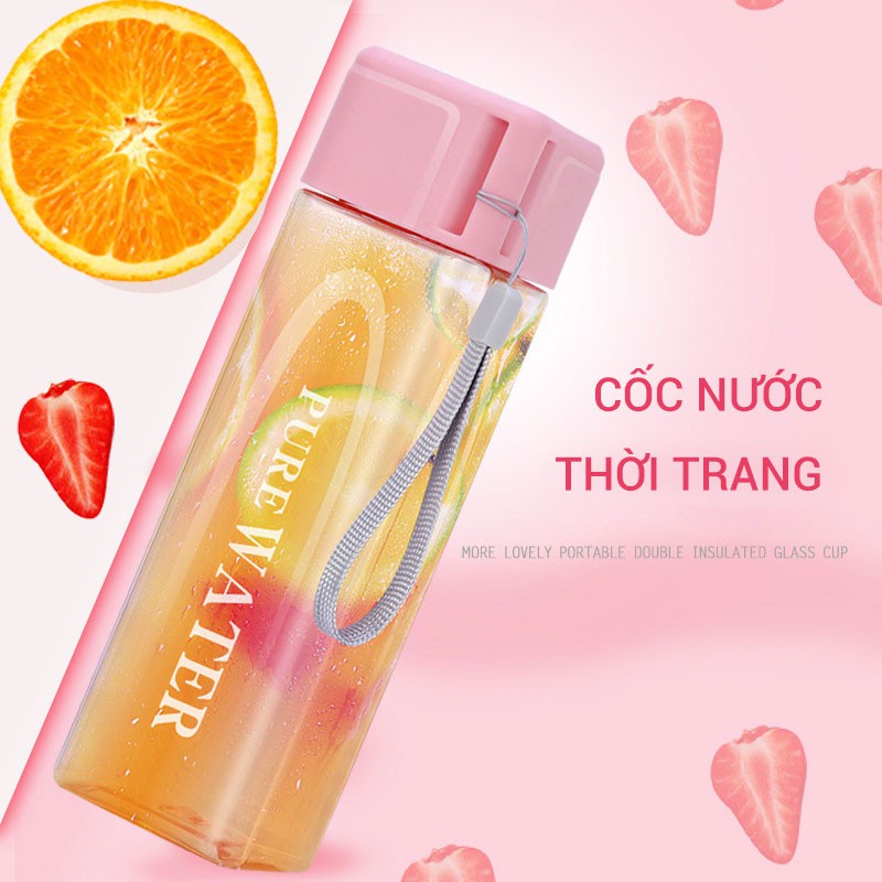 [FREESHIP] Bình nước nhựa trong suốt cho trẻ em, học sinh, bình nước thể thao B2