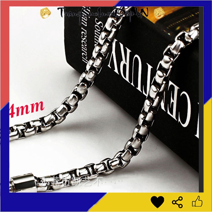 Dây chuyền nam kiểu bông dừa khít 4mm khóa gài vip sáng đẹp bền màu  đem lại đẳng cấp phong độ cho người đeo