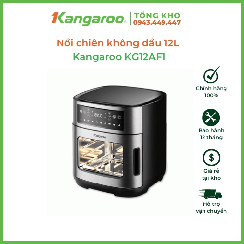 Lò chiên không dầu Kangaroo KG12AF1A 12L model 2021, Bảng điều khiển HD cảm ứng