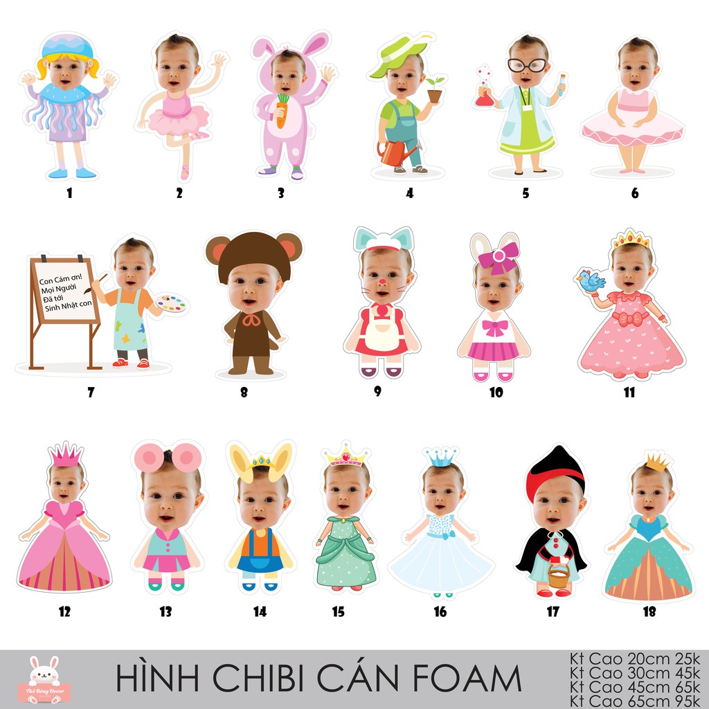 Hình chibi và tên để bàn trang trí sinh nhật cho bé ( hơn 80 mẫu )