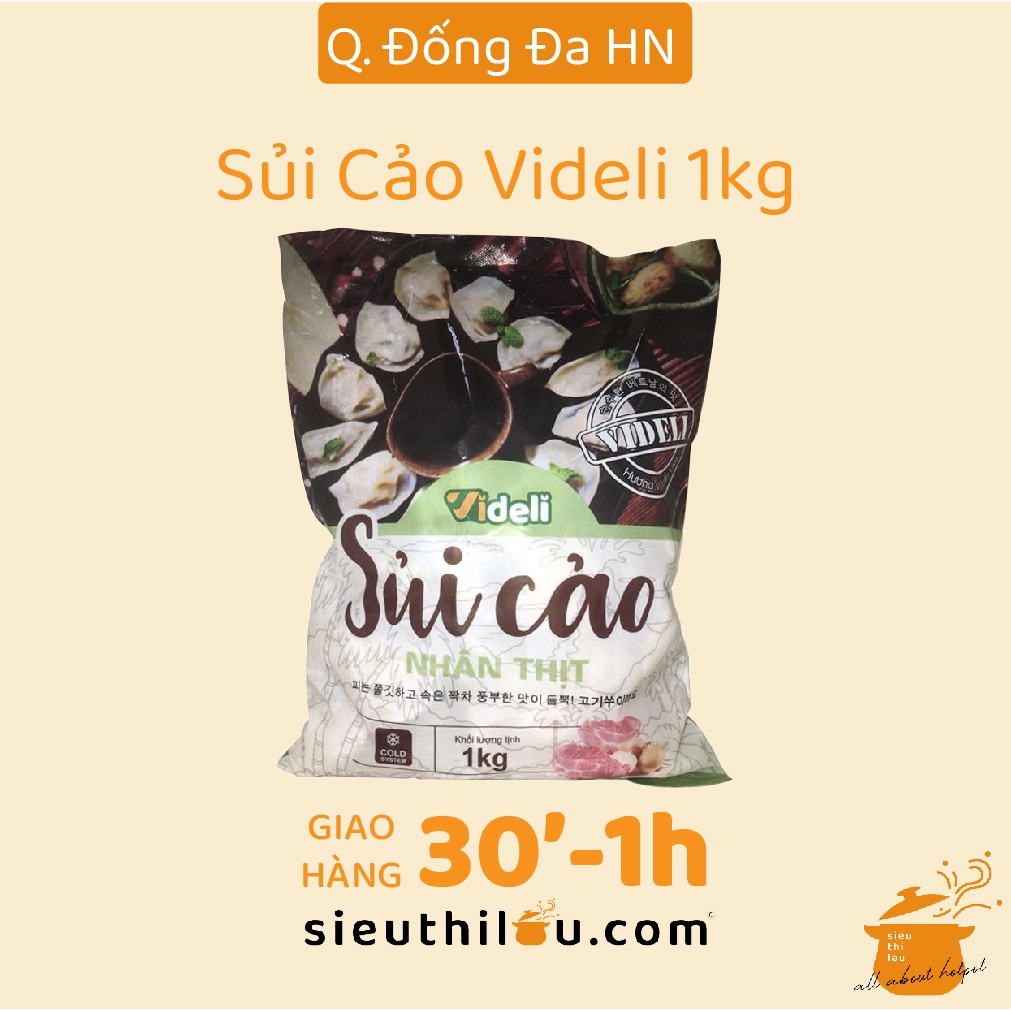 Sủi cảo nhân thịt Videli - Sủi cảo gói 1kg - Siêu Thị Lẩu