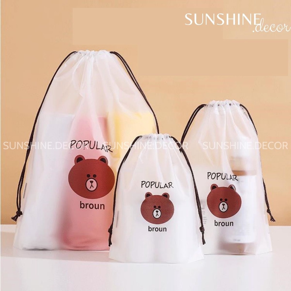 Túi dây rút gấu siêu dày đựng giày dép, đựng quần áo, đồ lót, mỹ phẩm chống nước tiện lợi