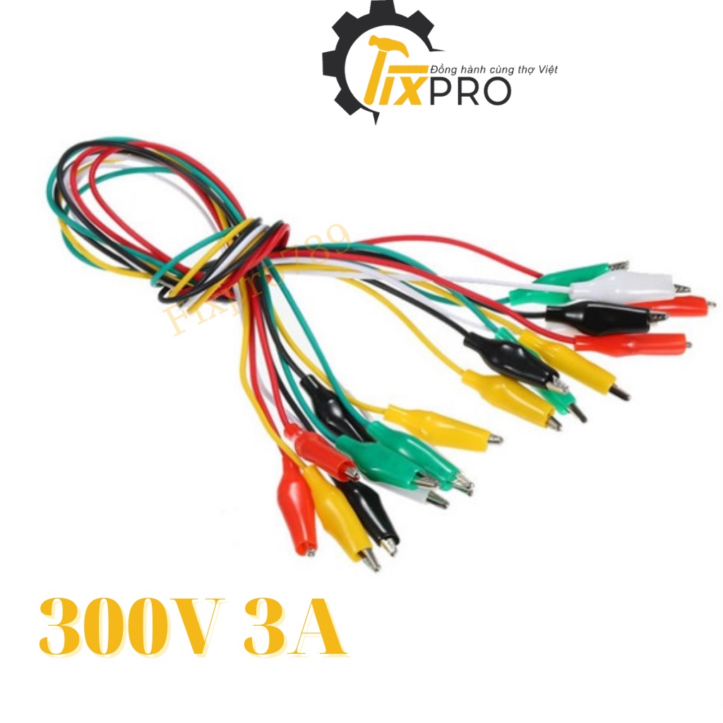 Combo 10 sợi dây kẹp cá sấu lớn 40mm loại tốt dài 50cm