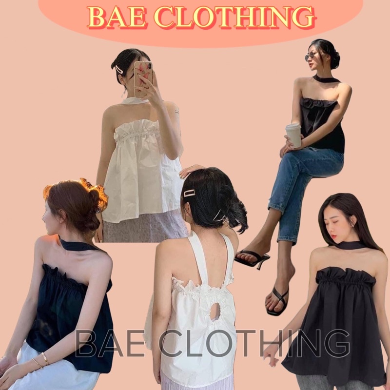 Áo Kiểu ALVA TOP thiết kế cổ lạ mắt style hàn xẻng có bo chun co giãn chất thun hàn quốc