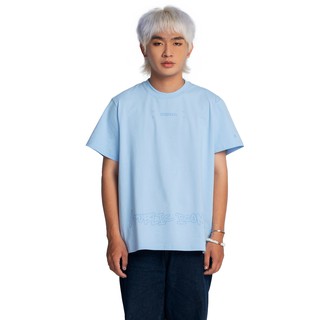 Áo Thun 5THEWAY® /public icon/ BIG LOGO SQUARE TEE™ in SKYWAY aka Áo Thun Tay Ngắn Xanh Dương Nhạt