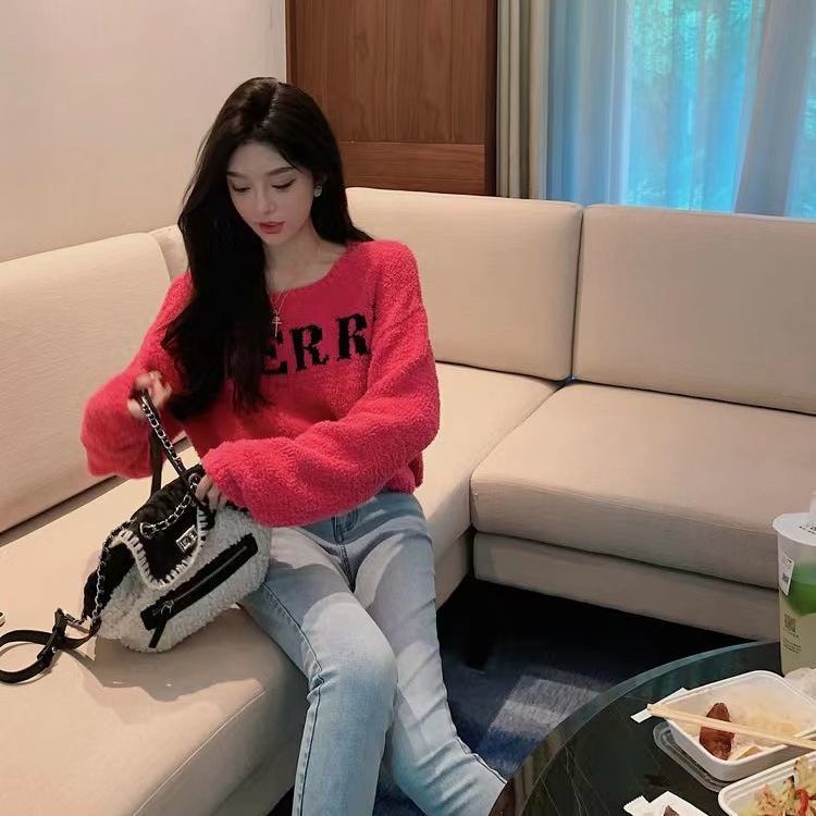 Jiashucheng Áo Sweater Tay Dài In Chữ Màu Sắc Tương Phản Thời Trang Mùa Thu Cho Nữ