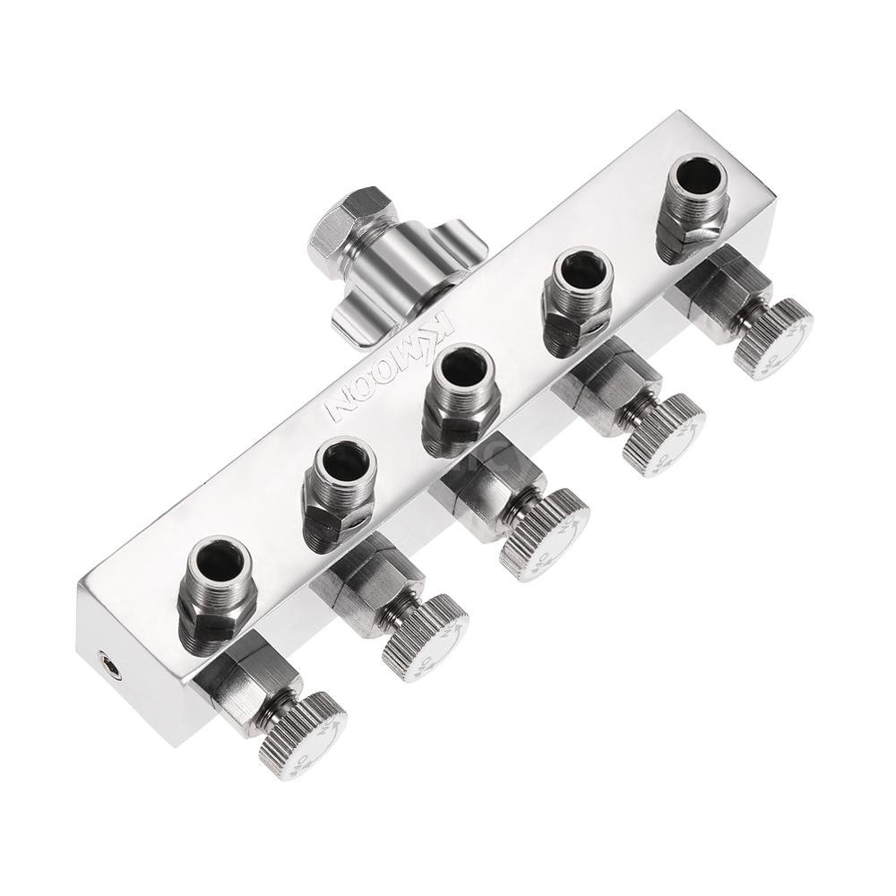 Đầu gắn chia ống khí 5 hướng cho súng phun sơn 1/4&quot; + 1/8&quot; BSP