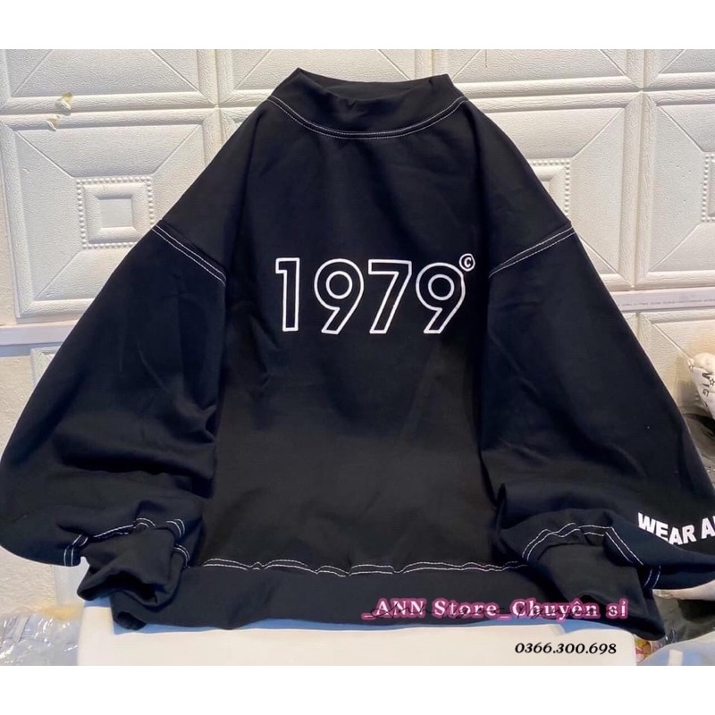 Áo nỉ sweater, áo nỉ hoodie 1979-1976 cổ cao 3cm cá tính nam/ nữ (ảnh thật_annstore)