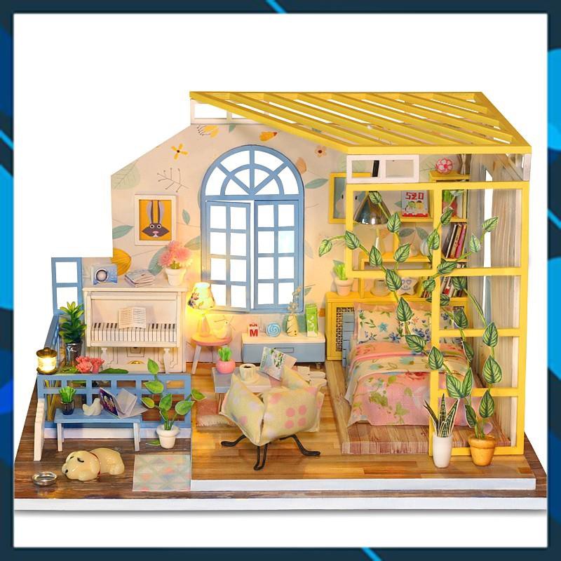 Mô hình nhà búp bê gỗ DIY Nhà búp bê lắp ghép Ánh Bình Minh S001 Toy World