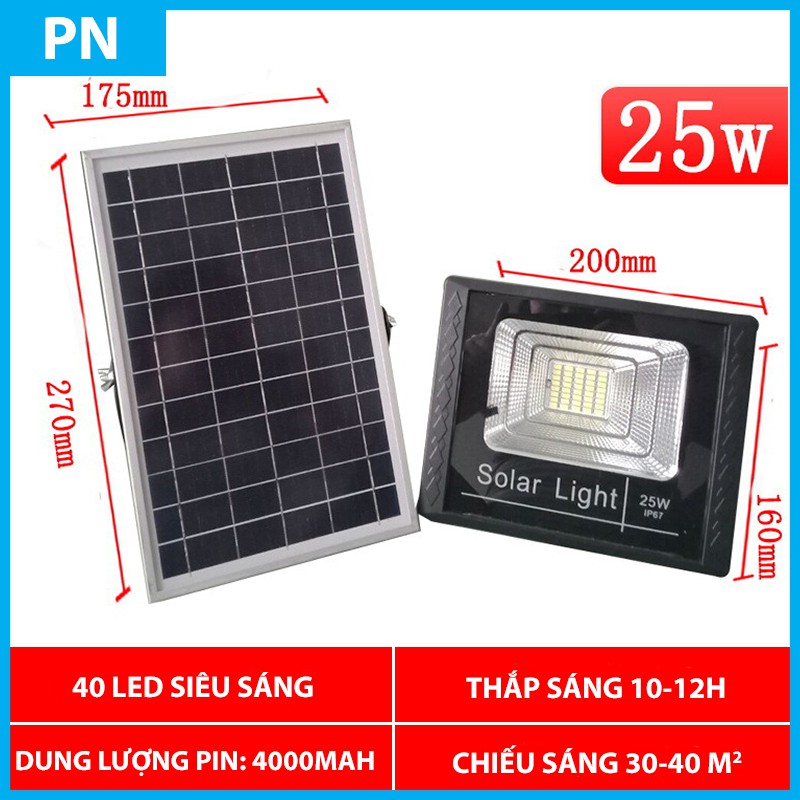 Đèn Năng Lượng Mặt Trời JD chính hãng 25W, Solar Light 25W - Đèn đường công suất cao