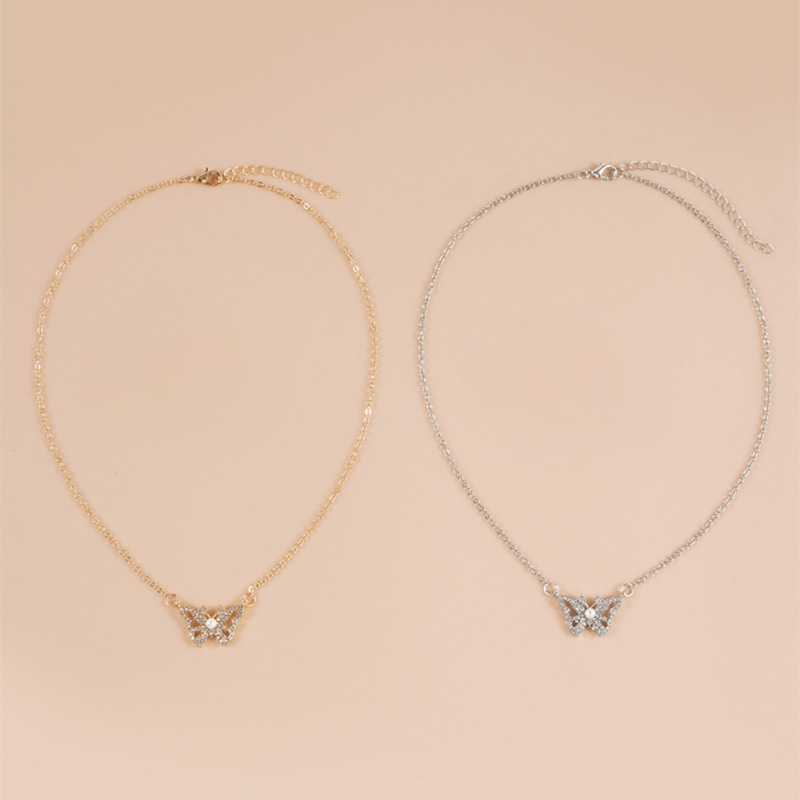 Flgo Set 2 Vòng cổ Hợp Kim Mặt Hình Bướm Sáng Tạo Phong Cách Âu Mỹ