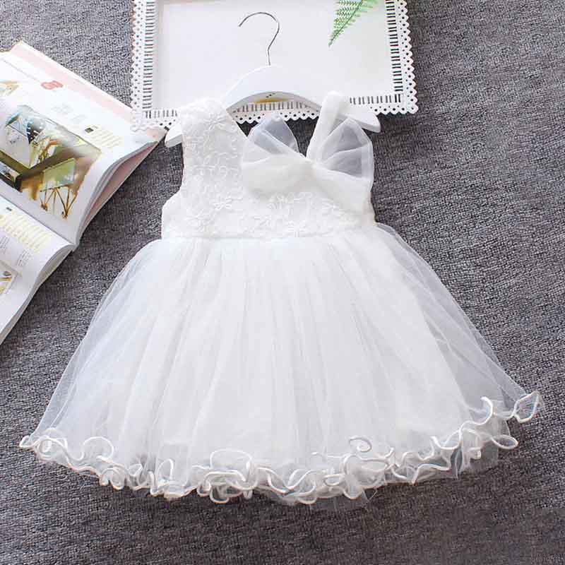 Đầm công chúa không tay đính nơ xinh xắn cho bé gái