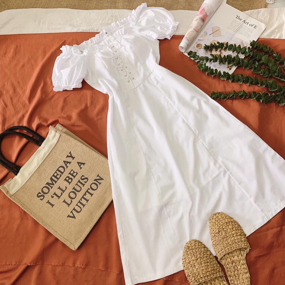 Đầm trắng nữ, Đầm tiểu thư phối dây đan ngực siêu xinh - cece house - MUSE dress | BigBuy360 - bigbuy360.vn