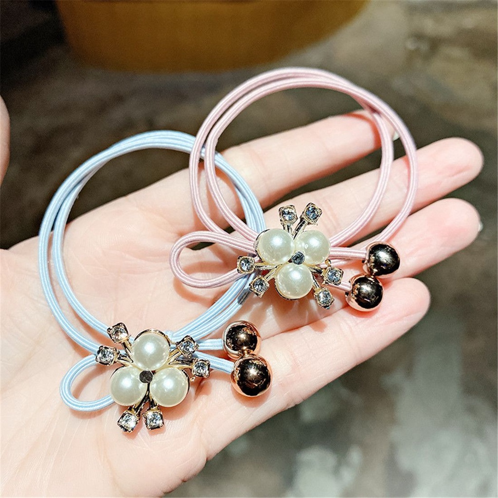 Dây Buộc Tóc Co Giãn Đính Hạt Ngọc Trai Màu Sắc Ngẫu Nhiên Cho Nữ