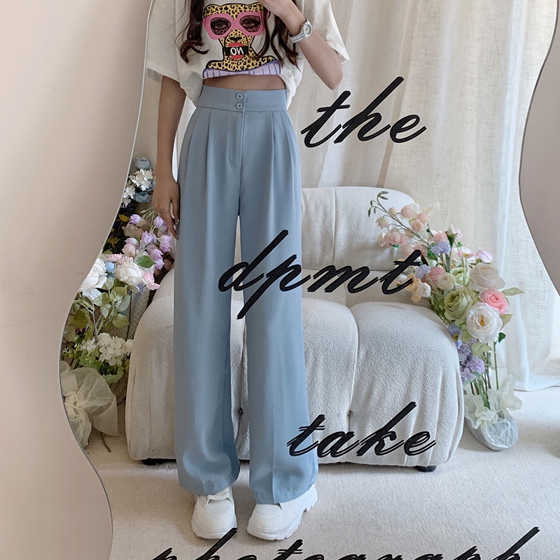 Quần SUXI ống rộng lưng cao co giãn thời trang mùa hè dễ phối đồ cho nữ