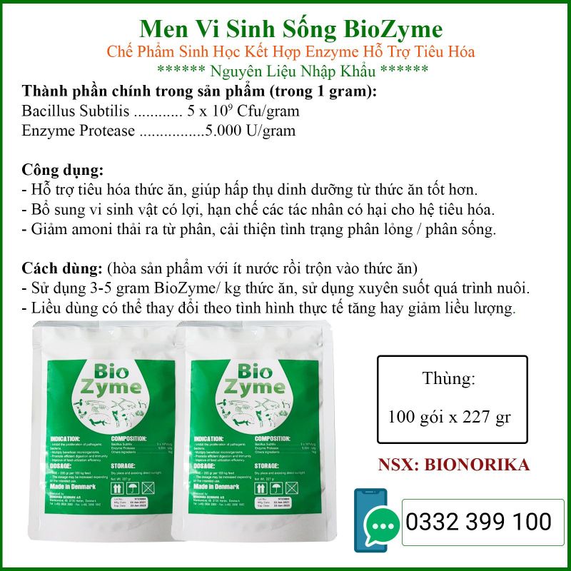 Men Vi Sinh Sống Bổ Sung Enzyme Đậm Đặc-Tiêu Hóa Ngừa Phân Lỏng#BioZyme 227g